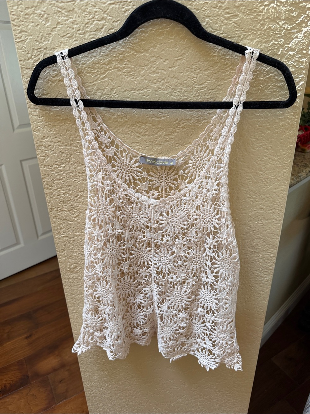 finn & clover Ivory Crochet Tank Top